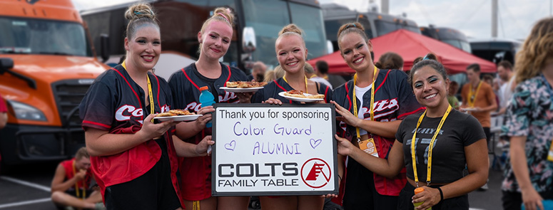 Colts members enjoying a meal on tour